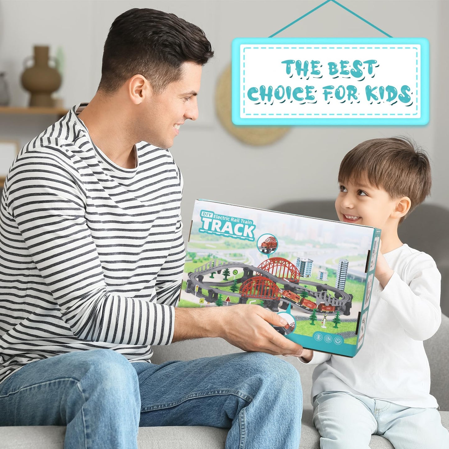 Wdmiya Forest Train Set – 128-Piece Battery-Operated Tracks, Magnetic Couplings, Compatible with Thomas & Brio