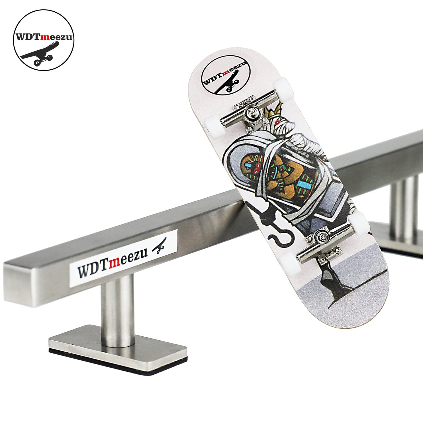 WDTMEEZU Wood Fingerboard & Rail Set – 10-in Mini Skateboard