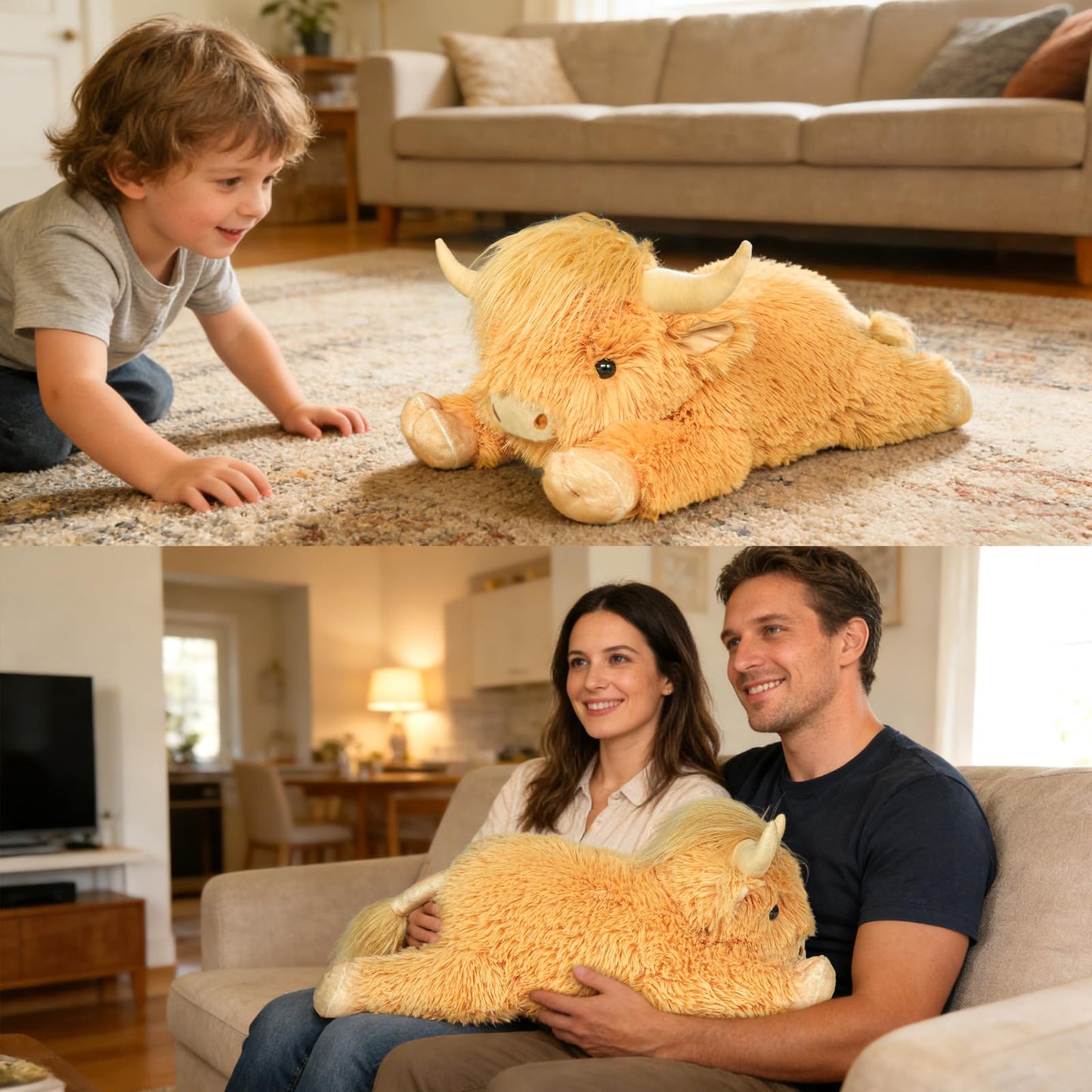 WDXDSOB Weighted Highland Cow Plush – 21.6 Inch, 4.2 Lb Cuddle Toy for Kids & Adults