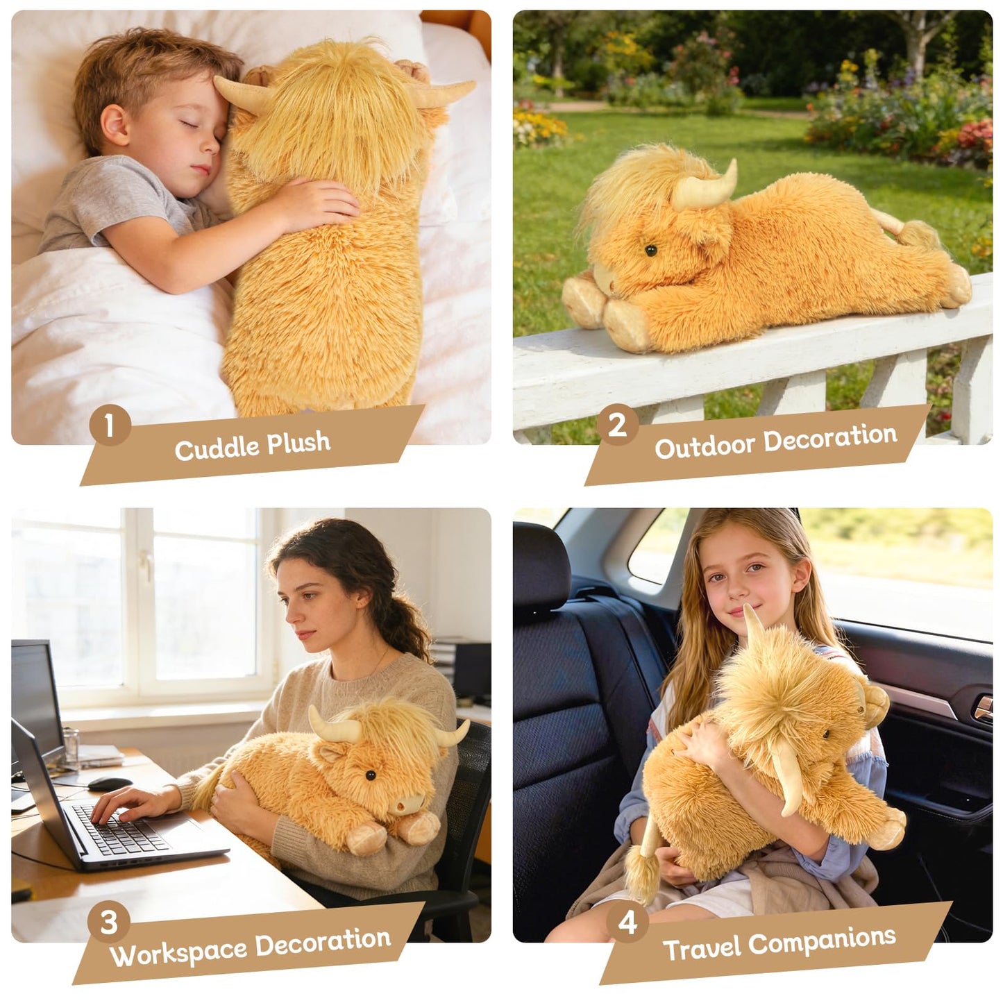 WDXDSOB Weighted Highland Cow Plush – 21.6 Inch, 4.2 Lb Cuddle Toy for Kids & Adults
