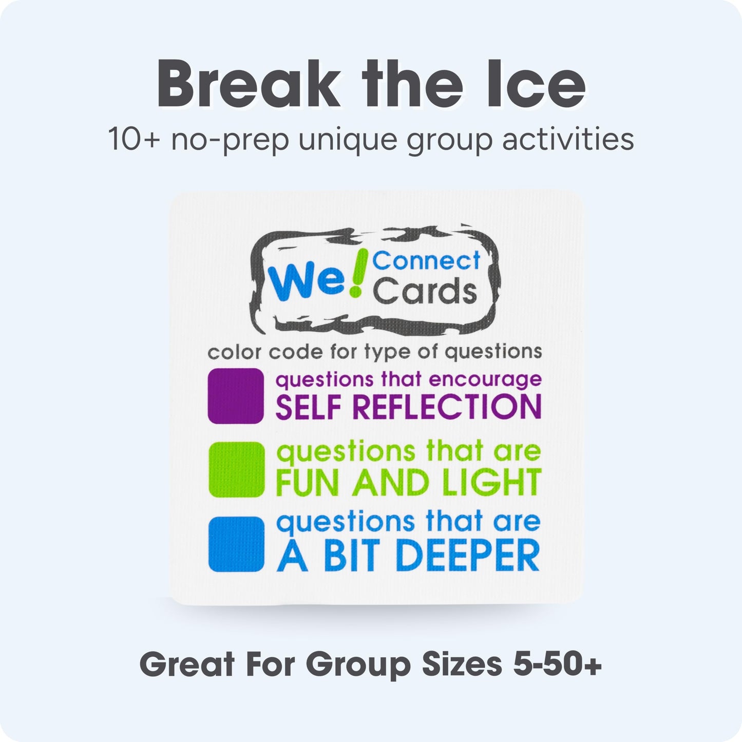 We! Connect Cards - Conversation Cards for Trust & Connection | Office Games, Ice Breakers & Team Building