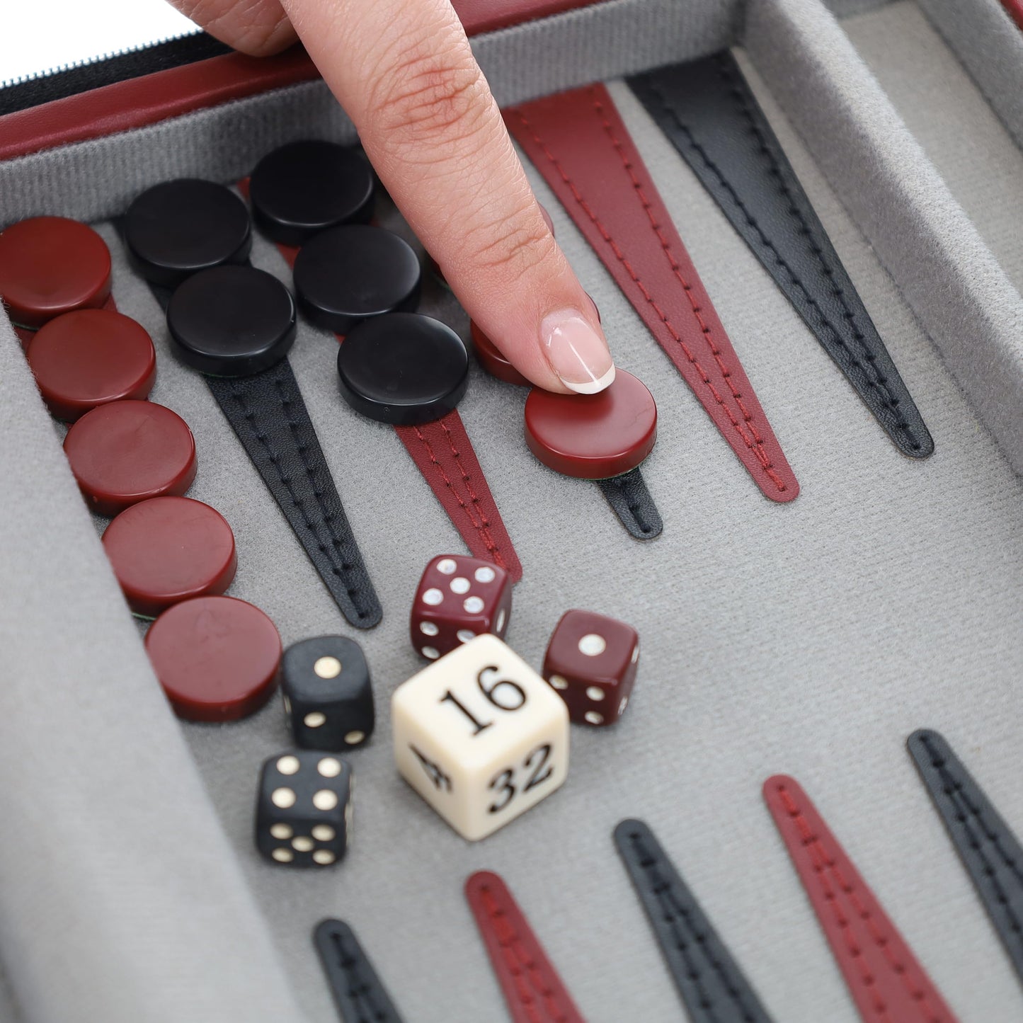 WE Games Backgammon Set – Magnetic Travel Board with Burgundy Leatherette & Carrying Strap