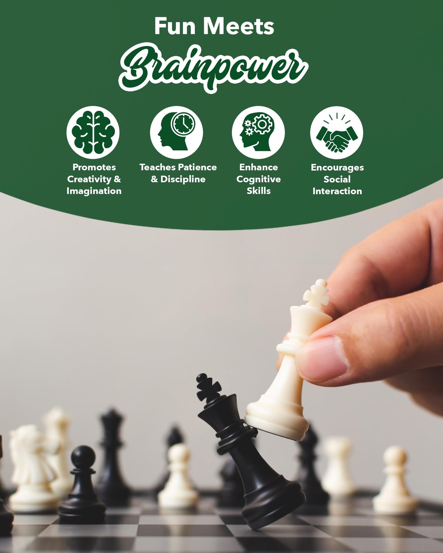 WE Games Best Value Tournament Chess Set – 34 Pieces, Roll-Up Board, Travel Bag