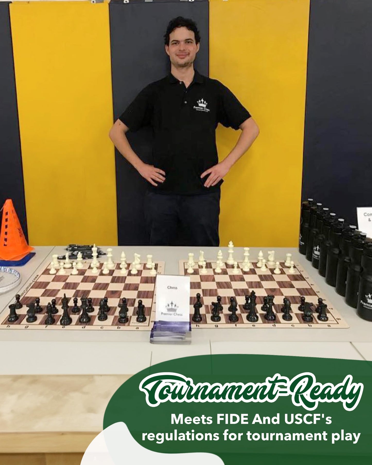 WE Games Best Value Tournament Chess Set – 34 Pieces, Roll-Up Board, Travel Bag