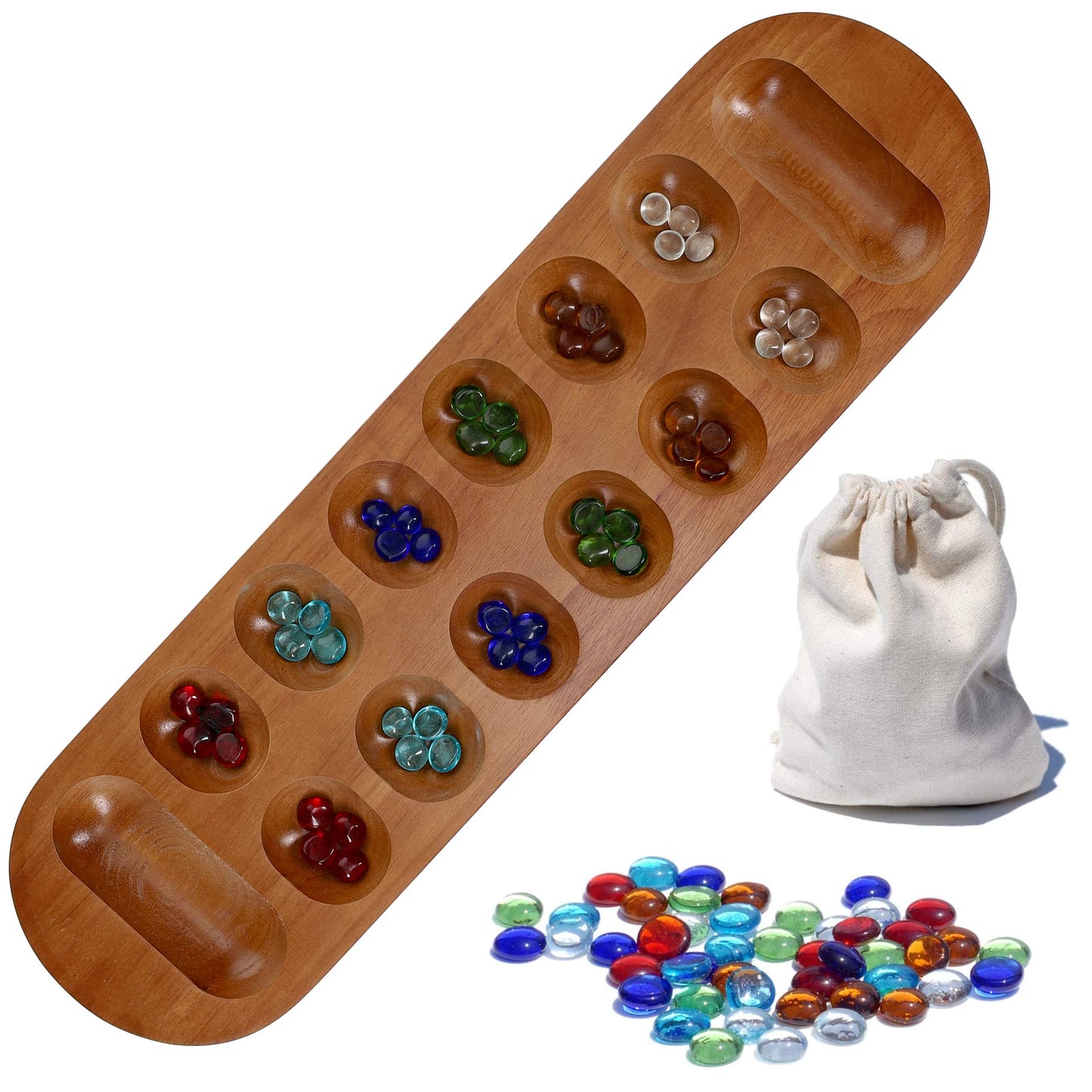 WE Games Coffee Table African Stone Game – Solid Wood with Walnut Stain
