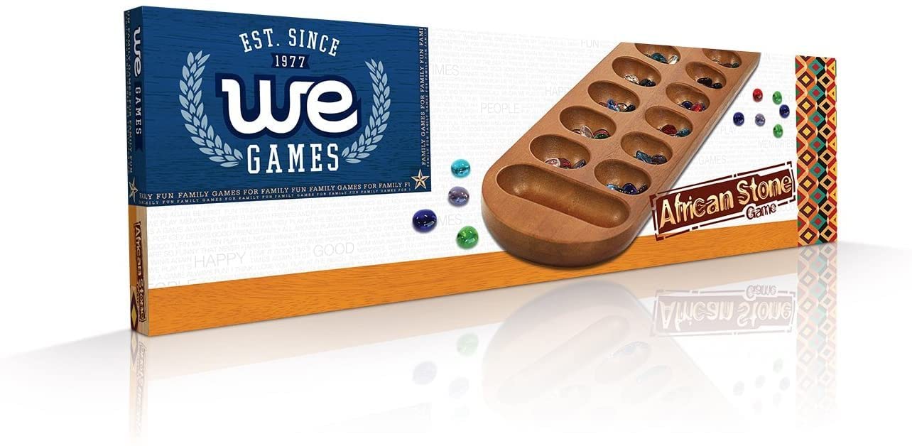 WE Games Coffee Table African Stone Game – Solid Wood with Walnut Stain