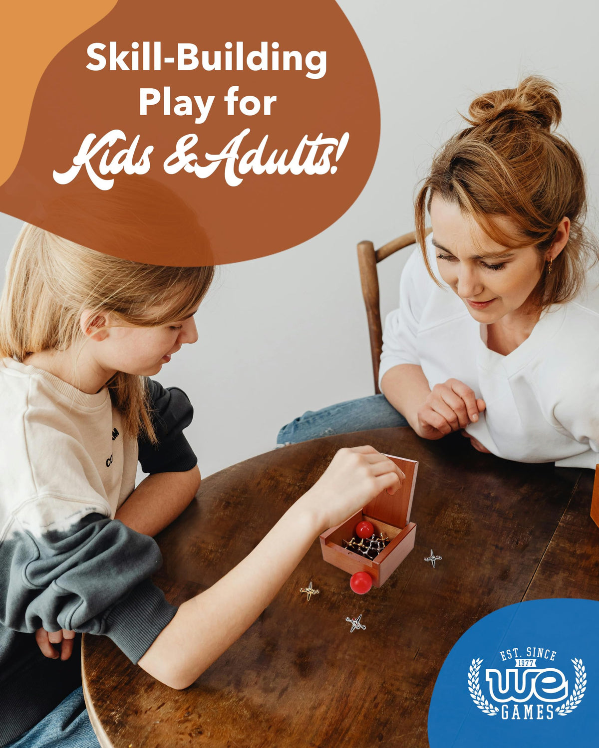 WE Games Metal Jacks Set – Classic Jacks with 2 Red Balls in Keepsake Wooden Box