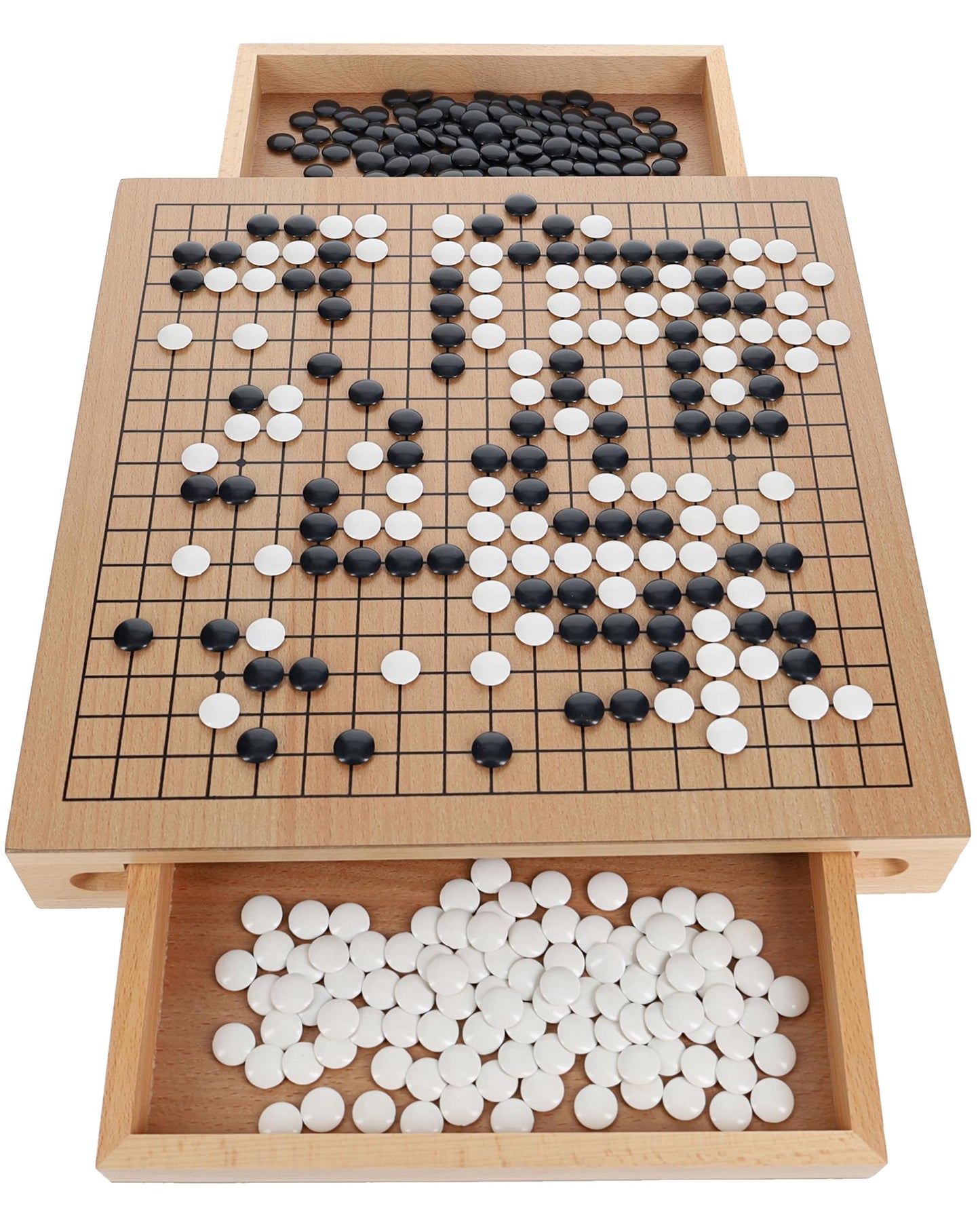 WE Games Go Game Set 12 Inch – Traditional Goban with Pull-Out Storage Drawers
