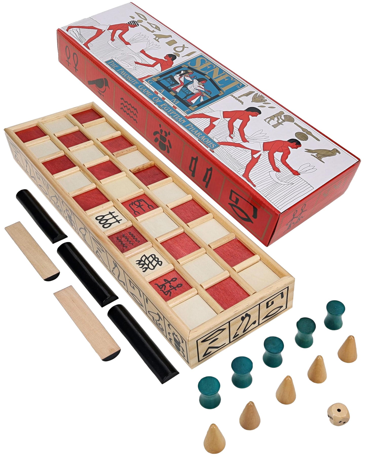 WE Games Senet Egyptian Board Game – Handcrafted Solid Wood Set for History, Strategy & Family Play