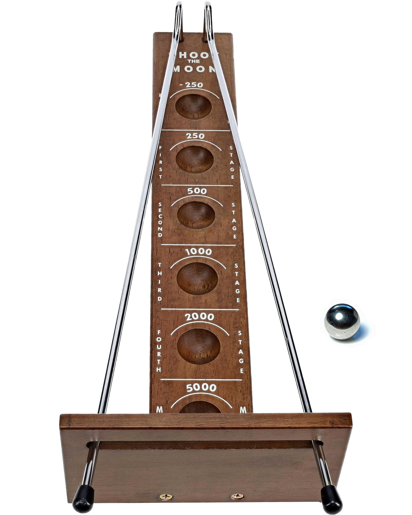 WE Games Shoot The Moon Game – Large 17.5-Inch Walnut Wood Tabletop Board for Adults