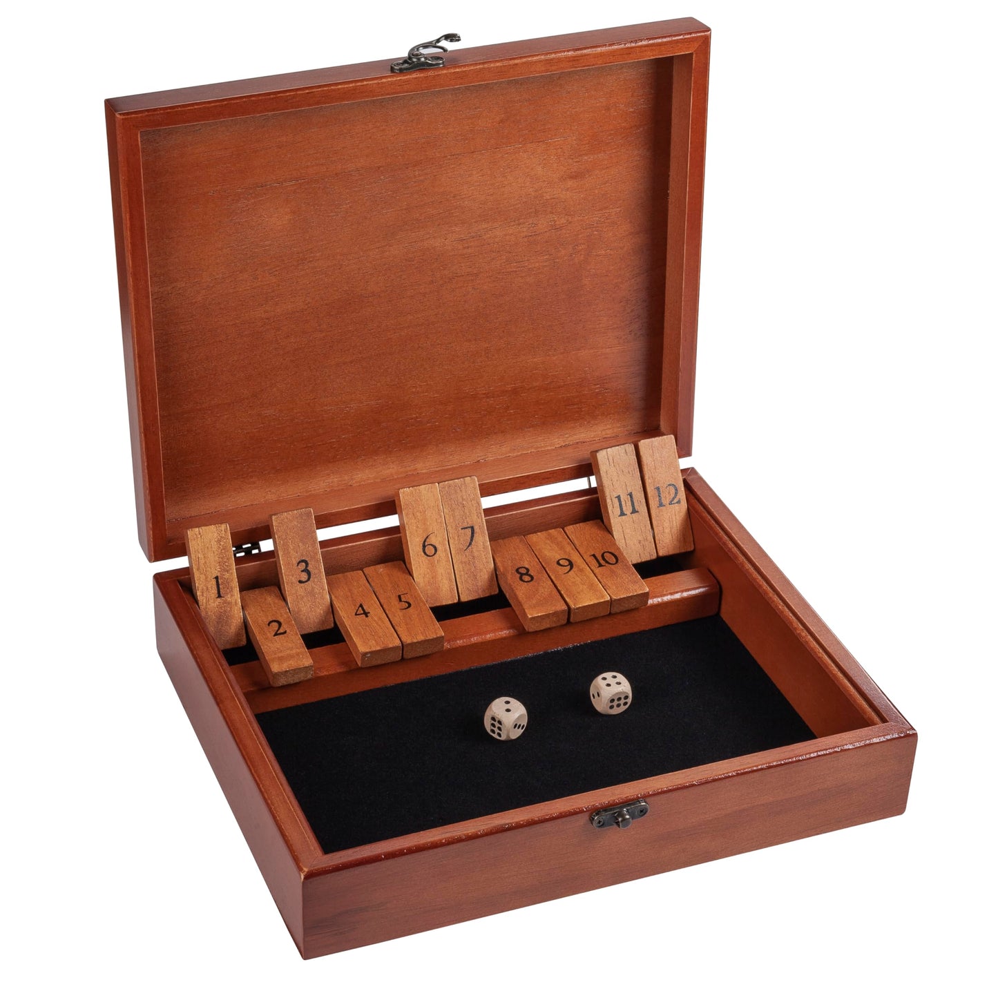 WE Games Shut-The-Box Board Game in Wooden Box with Dice | Classic Family Tabletop