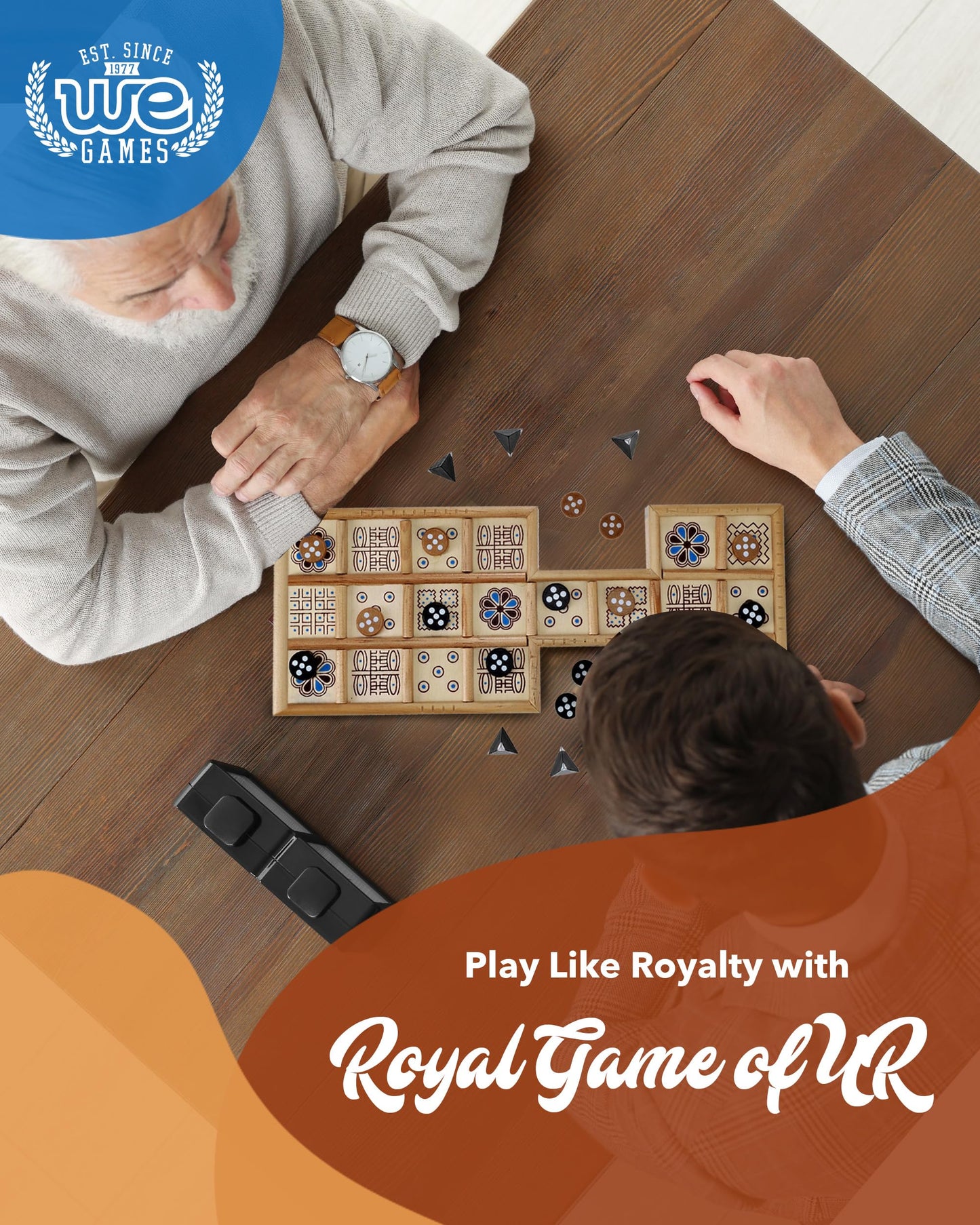 WE Games The Royal Game of UR – Wooden 2-Player Strategy Board with Drawer