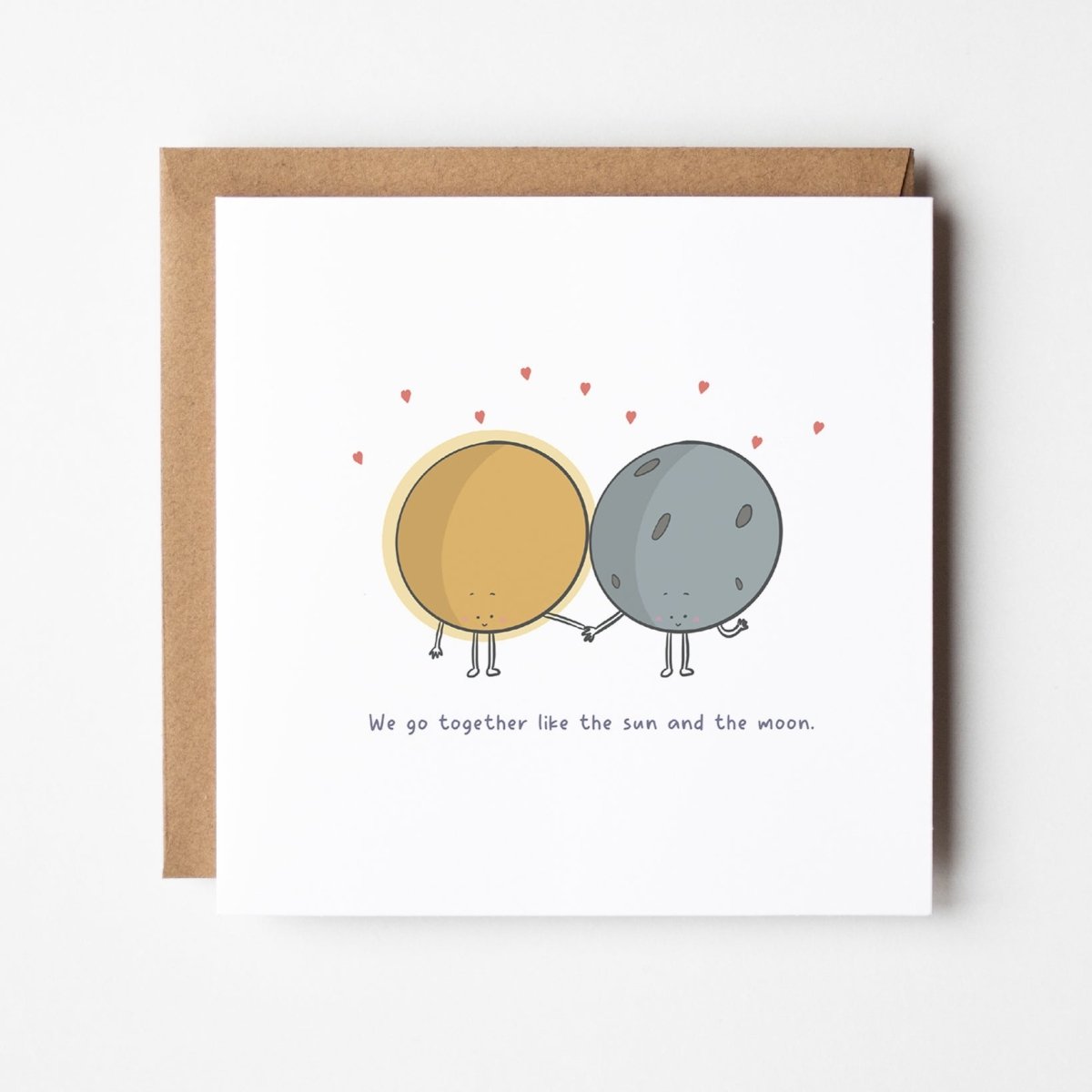 Sun And Moon Card – Perfect Match Kawaii Greeting Card With Cosmic Love Design