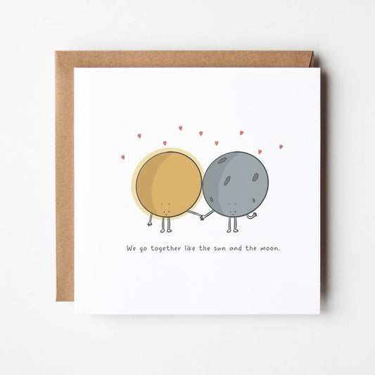 Sun And Moon Card – Perfect Match Kawaii Greeting Card With Cosmic Love Design