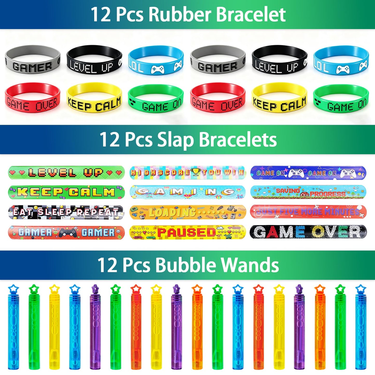 We1stdsee 158Pcs Video Game Party Favors Kit for 12 Guests | Gamer Goodie Bags & Decorations