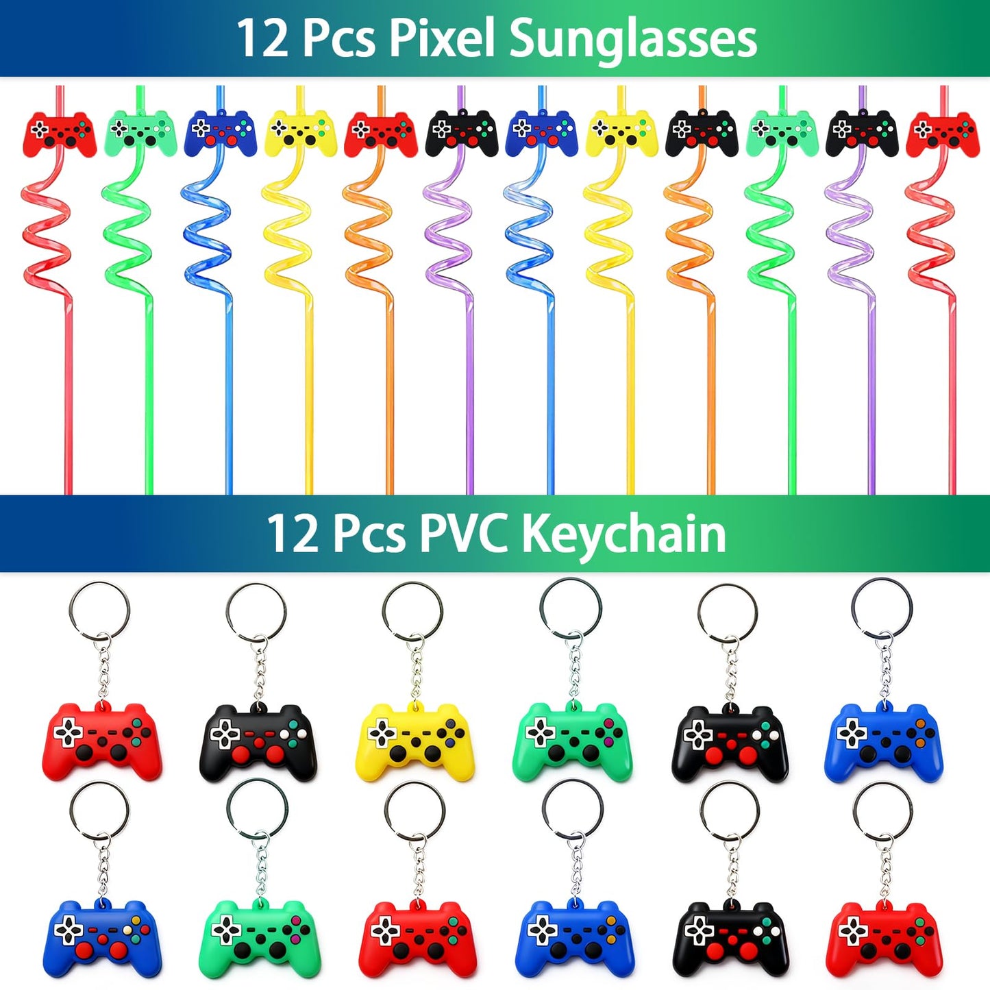 We1stdsee 158Pcs Video Game Party Favors Kit for 12 Guests | Gamer Goodie Bags & Decorations