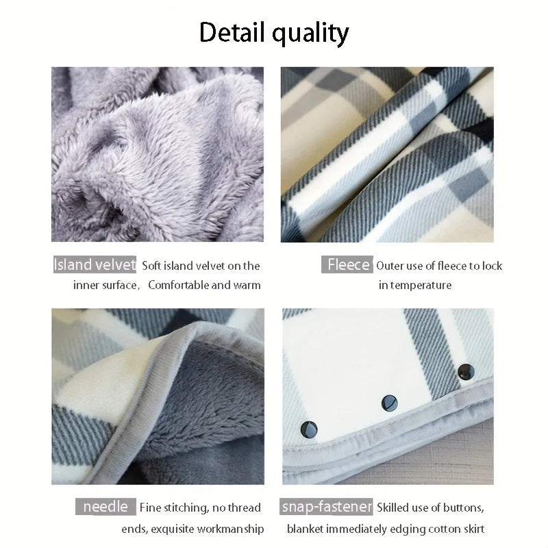 Wearable Flannel Blanket Shawl – Soft Fleece Wrap for Home & Office