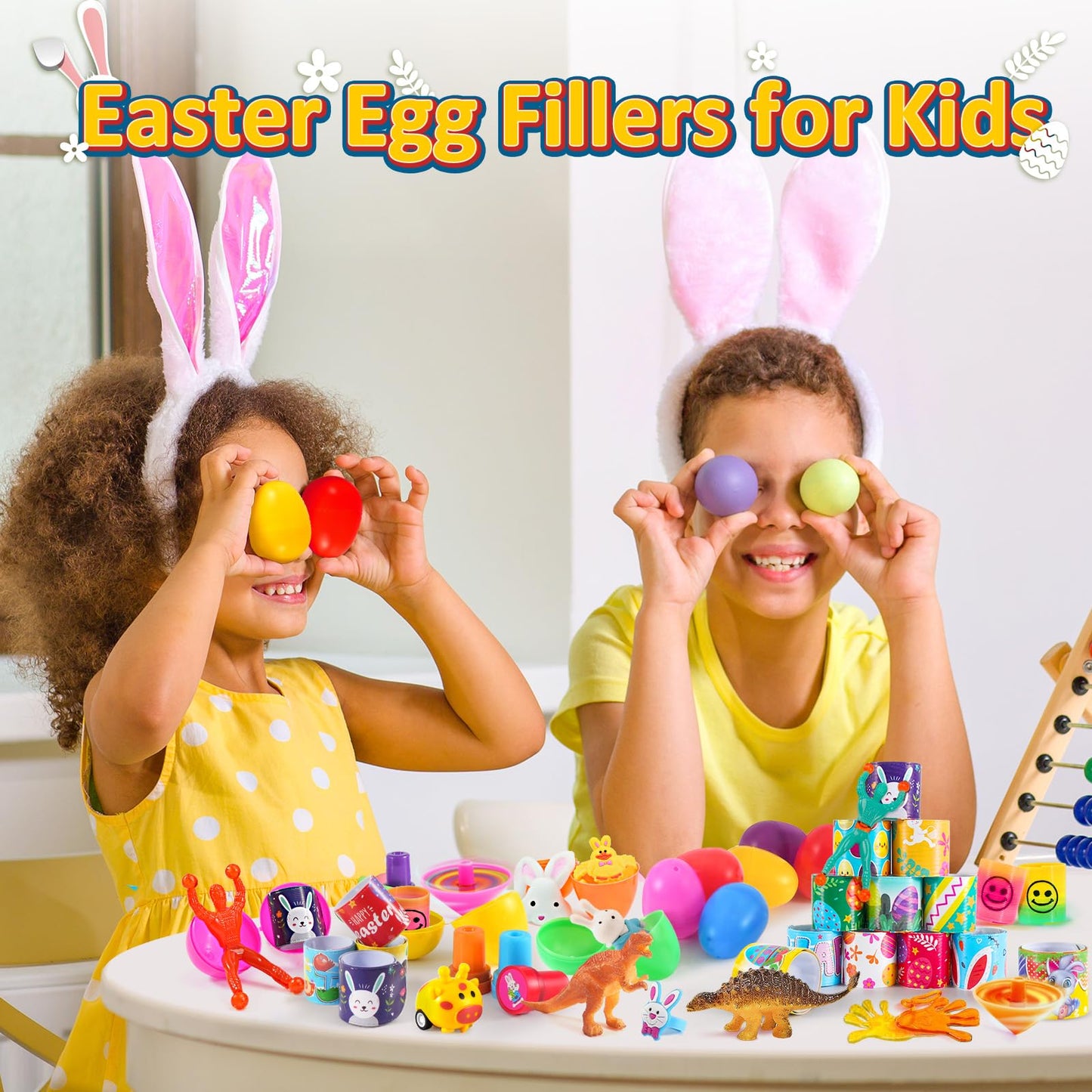 WEARXI 100 PCS Prefilled Easter Eggs with Toys — 45 Eggs + 55 Fillers for Kids