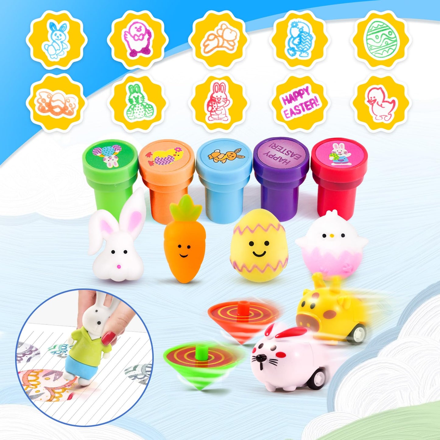 WEARXI 100 PCS Prefilled Easter Eggs with Toys — 45 Eggs + 55 Fillers for Kids