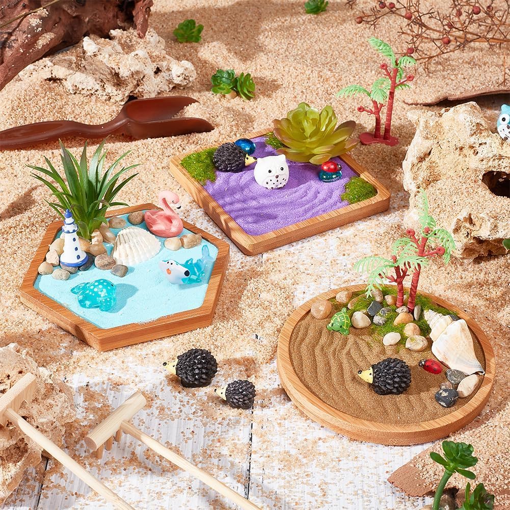 WEBEEDY Japanese Miniature Zen Garden Kit – Ocean Beach Sandbox for Desk & Home (4–4.4 in)