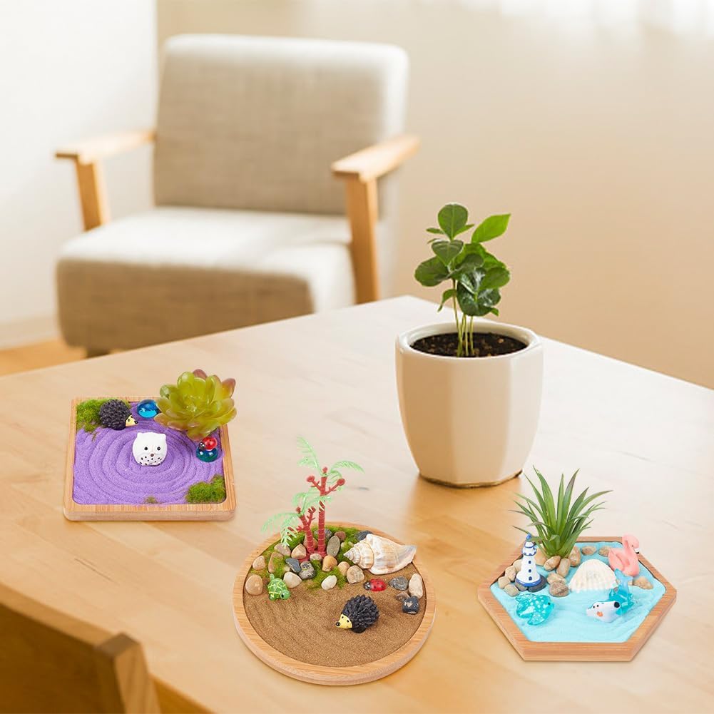 WEBEEDY Japanese Miniature Zen Garden Kit – Ocean Beach Sandbox for Desk & Home (4–4.4 in)