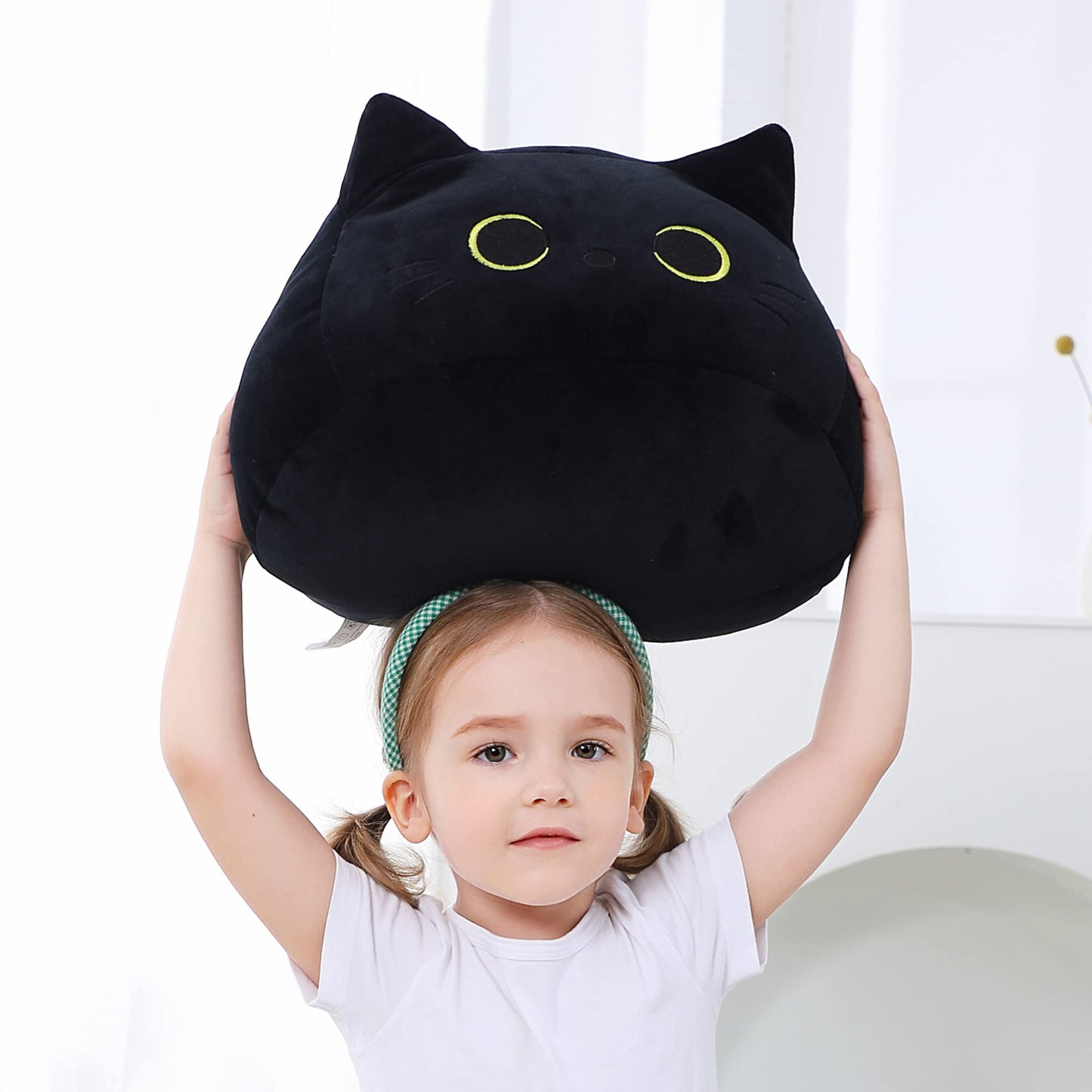 WeBingo Black Cat Plush Toy 16'' – Giant Soft Cat Pillow for Home & Gift