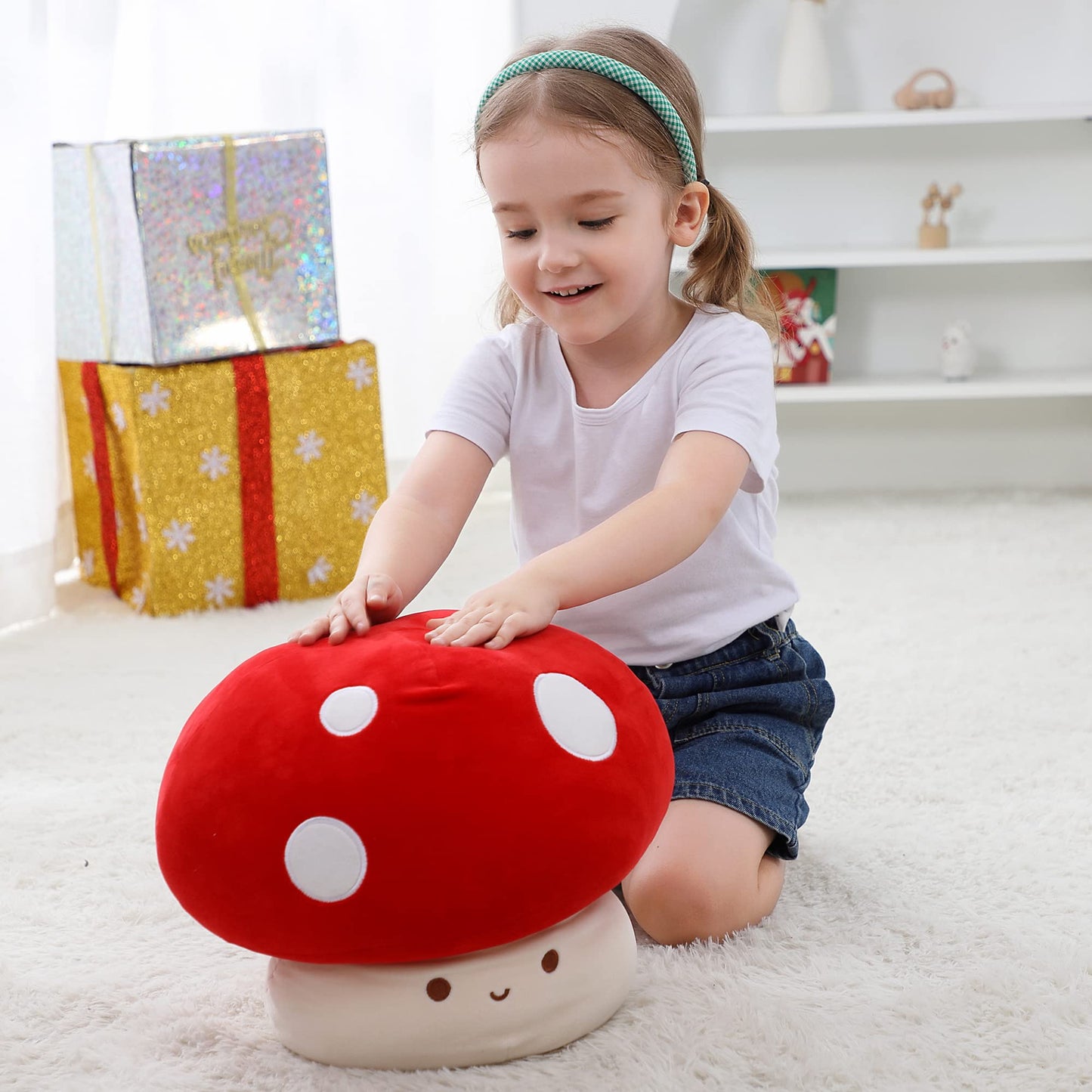 WeBingo Mushroom Plush Pillow - 12 Inch Cute Large Plush Toy for All Ages