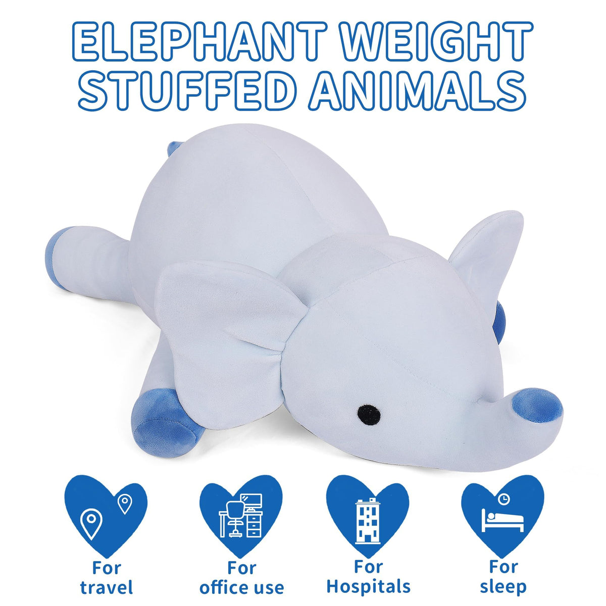 WeBingo 24-Inch Weighted Elephant Plush – Calming Soft Pillow Toy, 4.2 lb