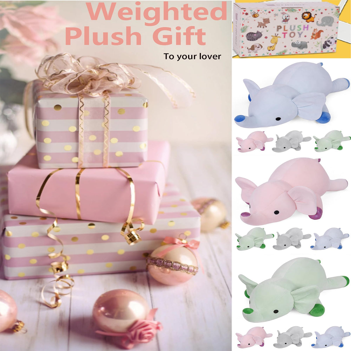 WeBingo 24-Inch Weighted Elephant Plush – Calming Soft Pillow Toy, 4.2 lb