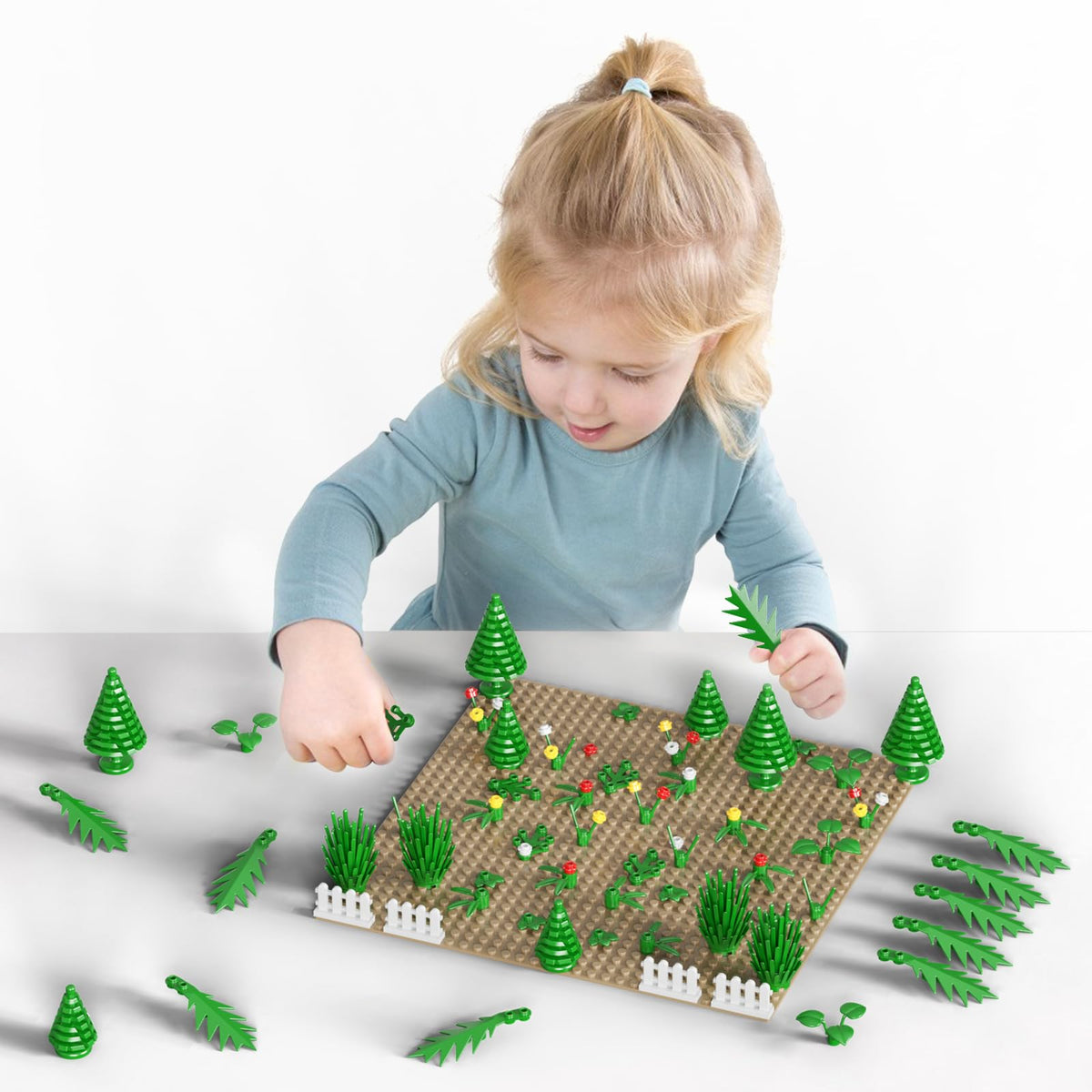 WEBRICK Plant Parts Building Block Set – Botanical Garden Accessories, Lego Compatible, 100 Pcs