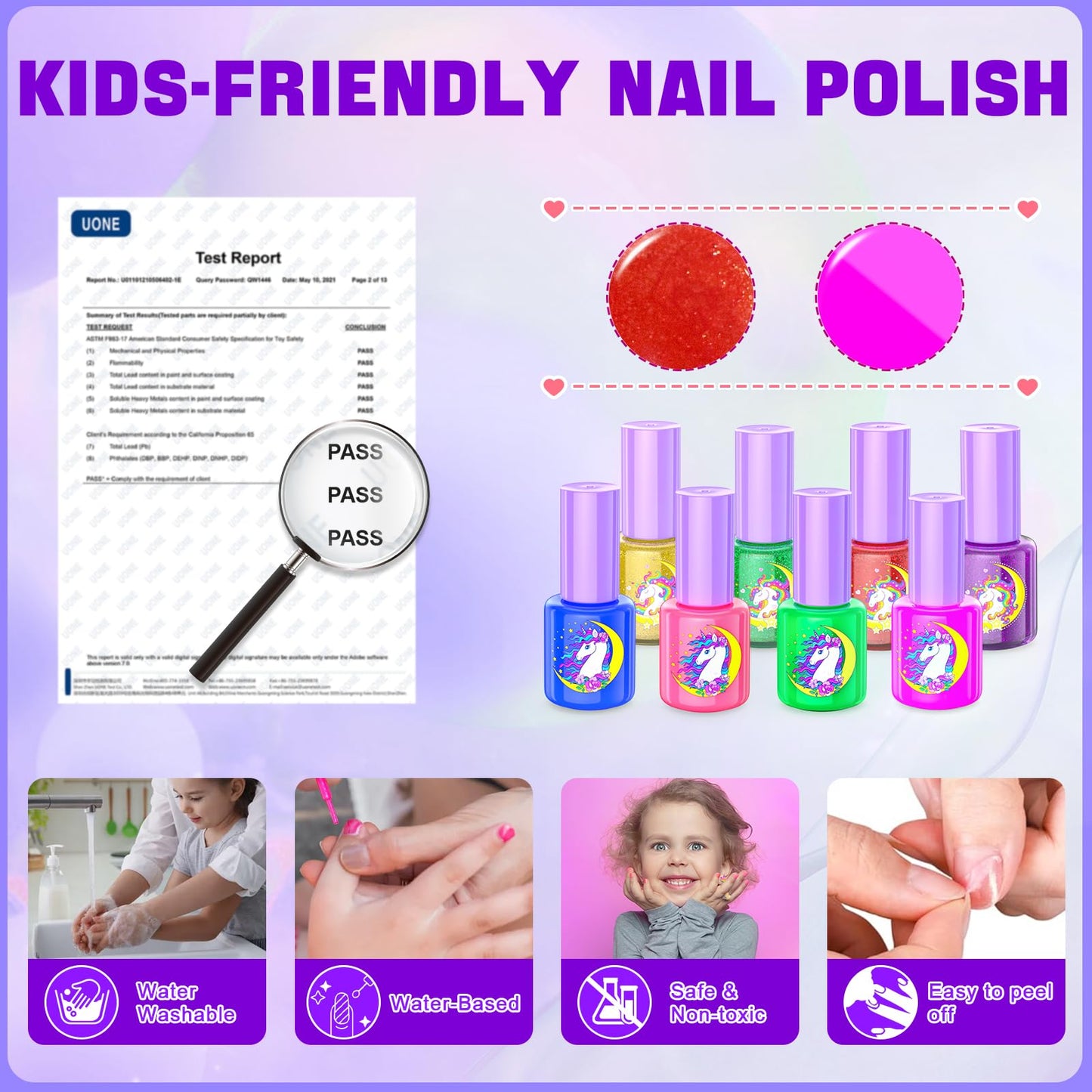Websonaw Kids Nail Polish Set – Non-Toxic All-in-One Nail Art Kit with Dryer