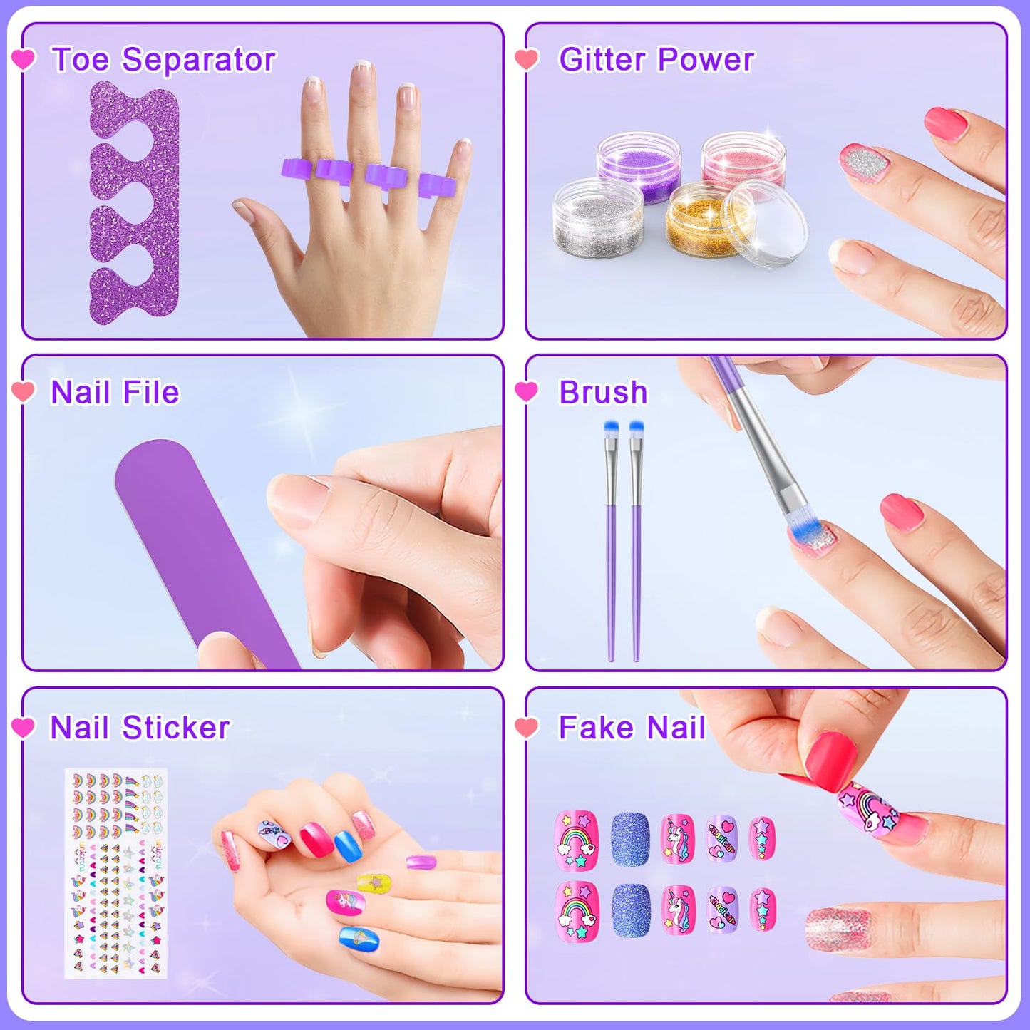 Websonaw Kids Nail Polish Set – Non-Toxic All-in-One Nail Art Kit with Dryer