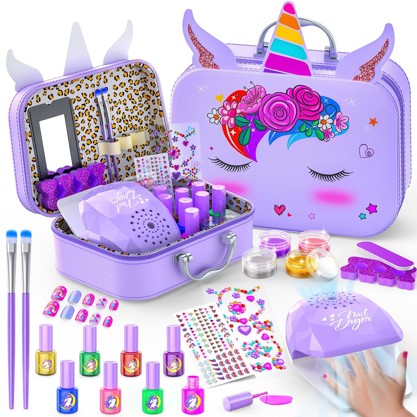 Websonaw Kids Nail Polish Set – Non-Toxic All-in-One Nail Art Kit with Dryer