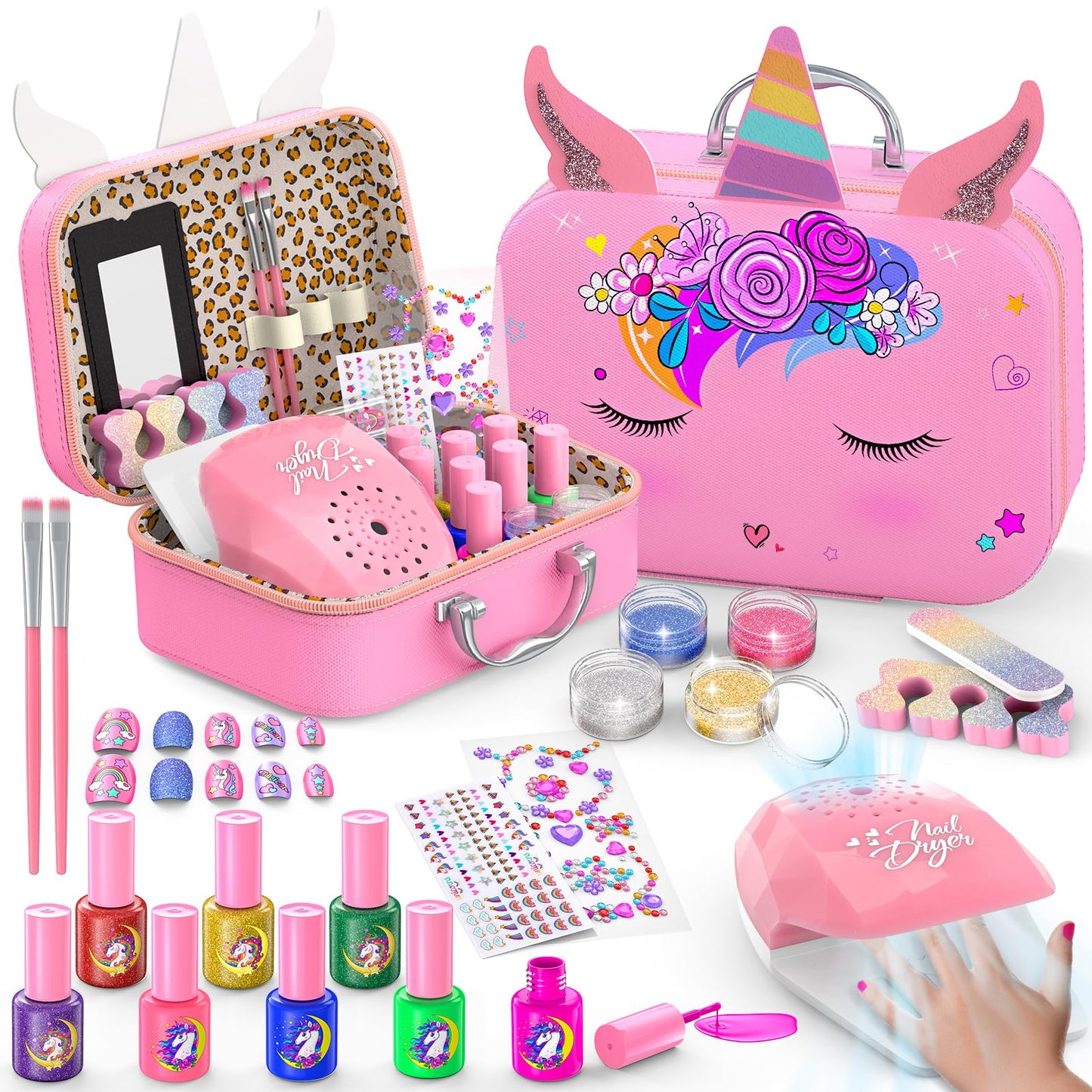 Websonaw Kids Nail Polish Set - Non-Toxic, Quick-Dry, Peelable + Nail Dryer