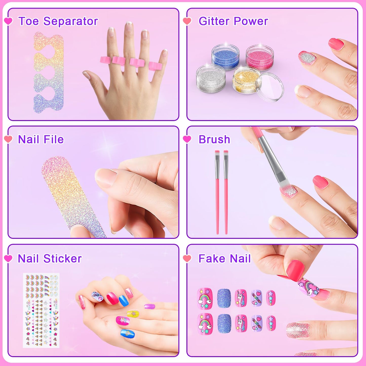 Websonaw Kids Nail Polish Set - Non-Toxic, Quick-Dry, Peelable + Nail Dryer
