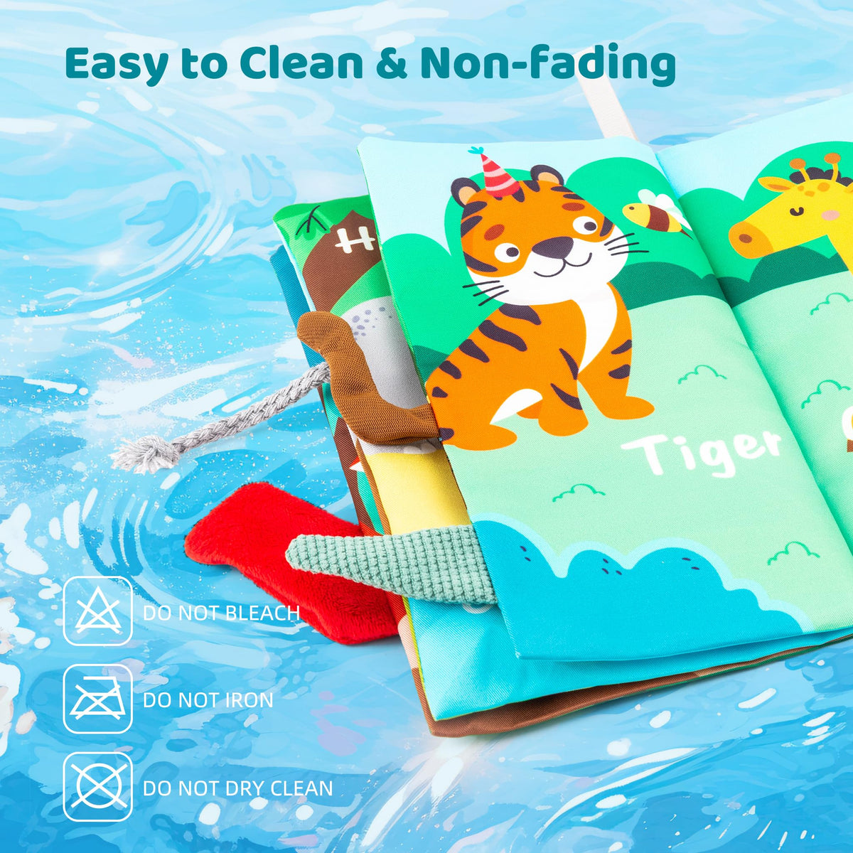 WECHARM KIDS Baby Books Toys – Touch & Feel Crinkle Cloth Book for Infants | Stroller-Friendly Early Learning (0–18 Months)