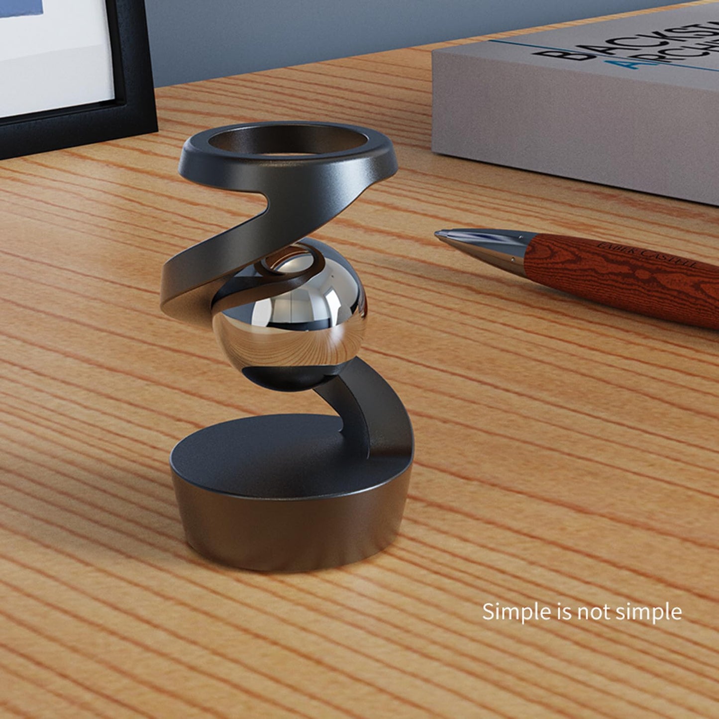 Wecsv Gravity-Defying Kinetic Desk Toy — Gray-Rose Gold Ball Fidget Spinner for Adults