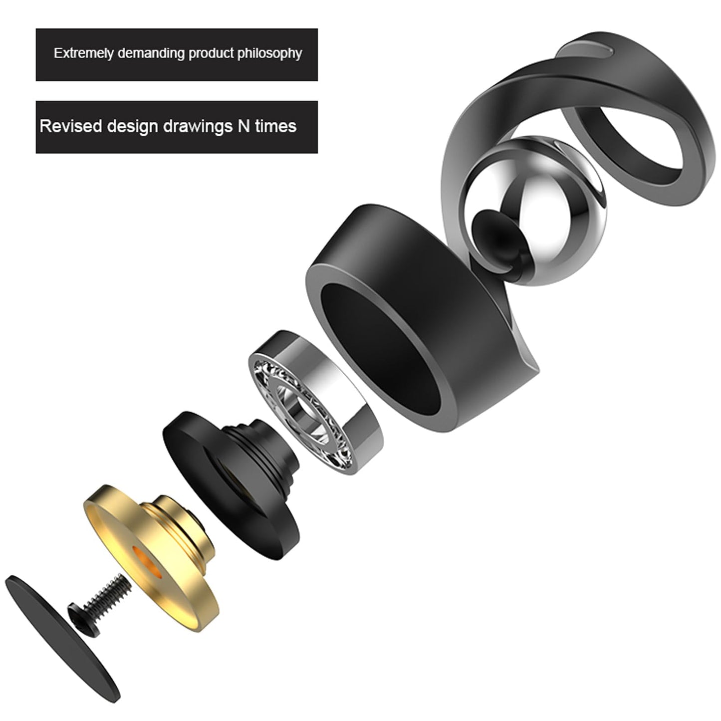 Wecsv Gravity-Defying Kinetic Desk Toy – Metal Fidget for Adults (Gold-Silver Ball)