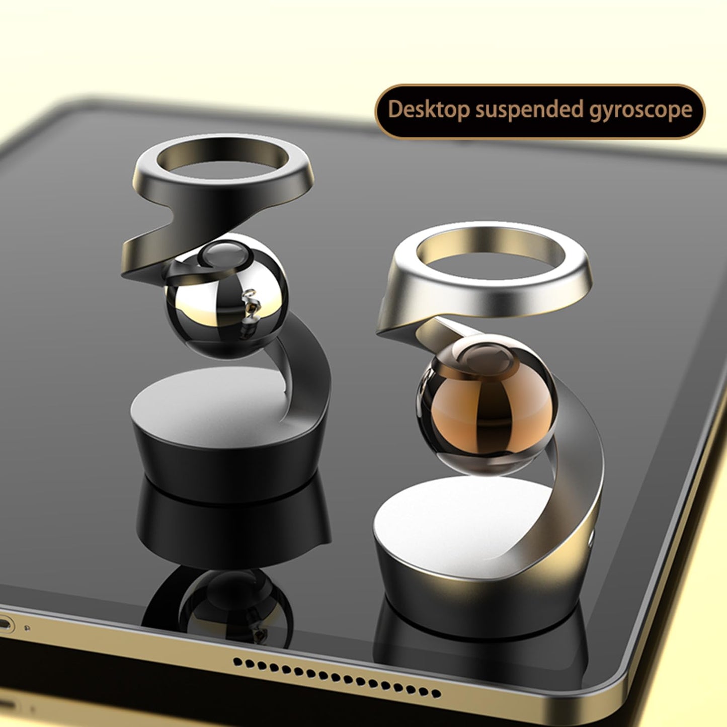 Wecsv Kinetic Desk Toy – Metal Fidget with Floating Ball (Silver-Gold)