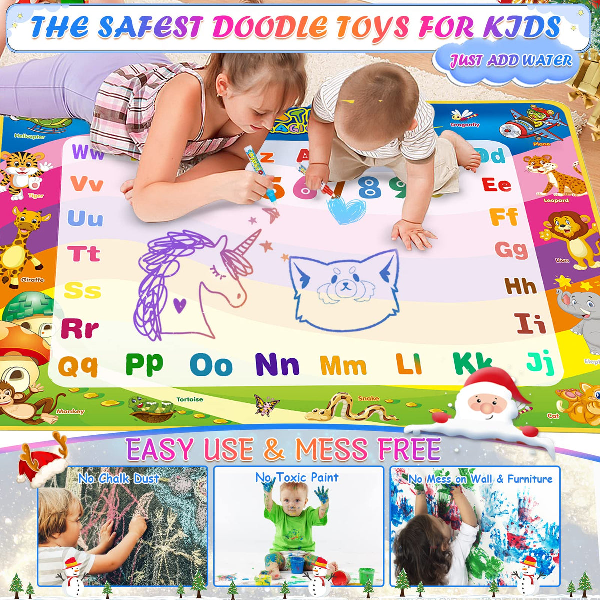 Wedopro Toddler Water Doodle Mat 40x30 in – Mess-Free Learning Toy for Ages 3–5