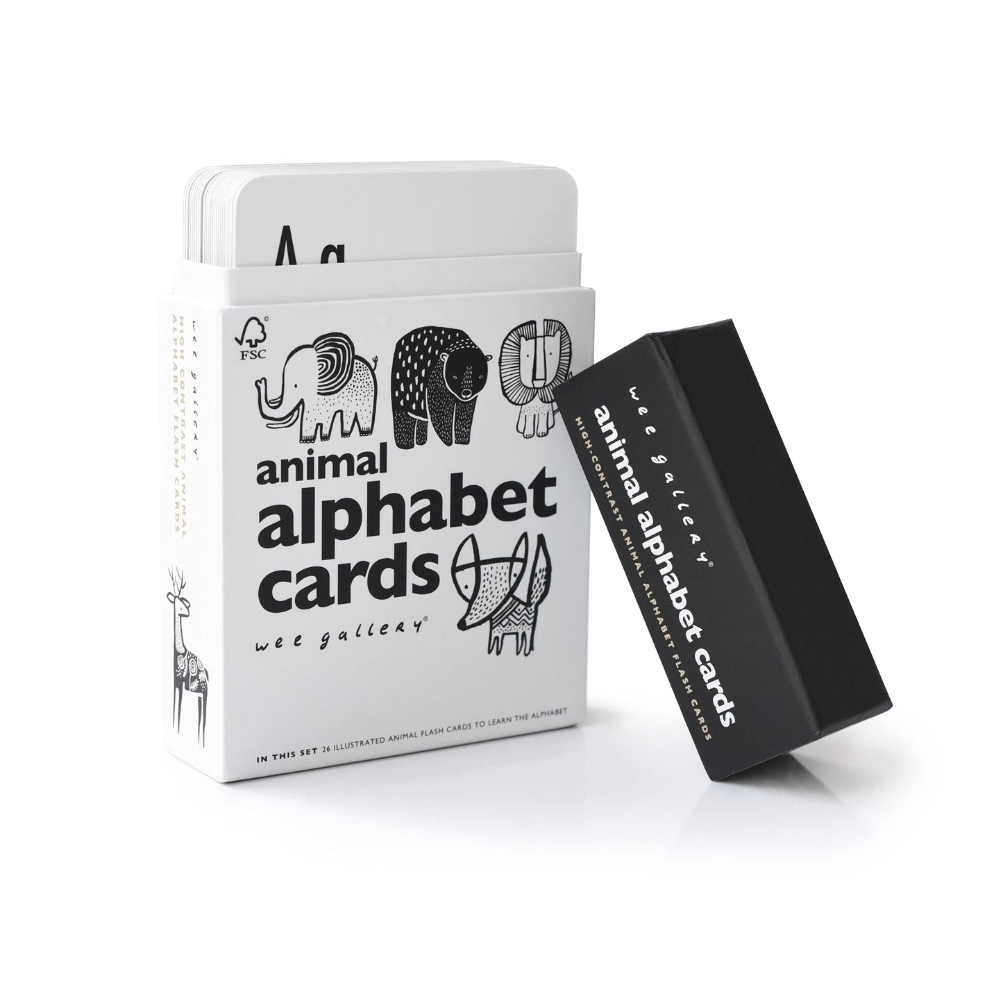 Wee Gallery Educational Flashcards for Babies | High-Contrast Animal Alphabet