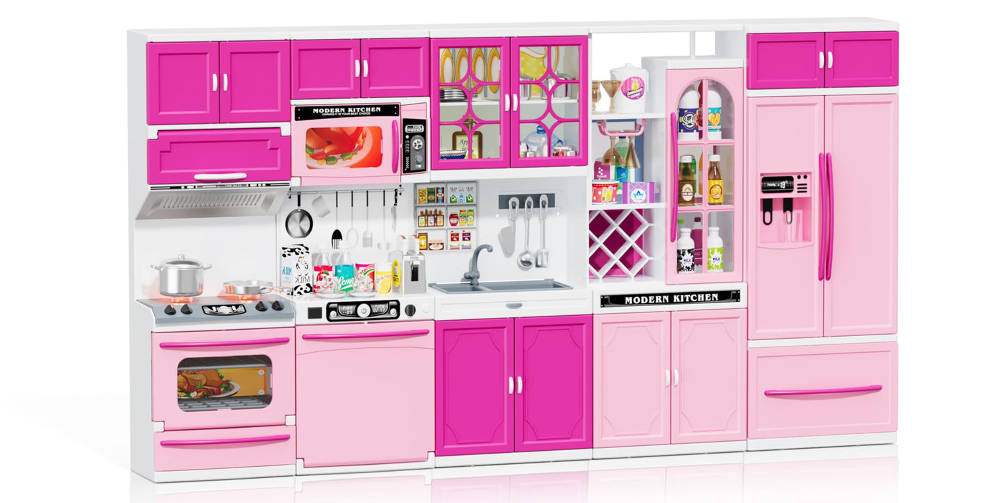 Wee Wonders 5-in-1 Kids Kitchen Playset with Realistic Lights & Sounds – Pink