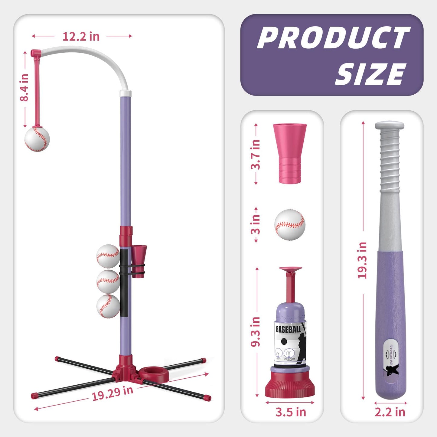 Wee Wonders 3-in-1 T Ball Set — Adjustable Height, Hanging Tee & Auto Pitching for Outdoor Fun