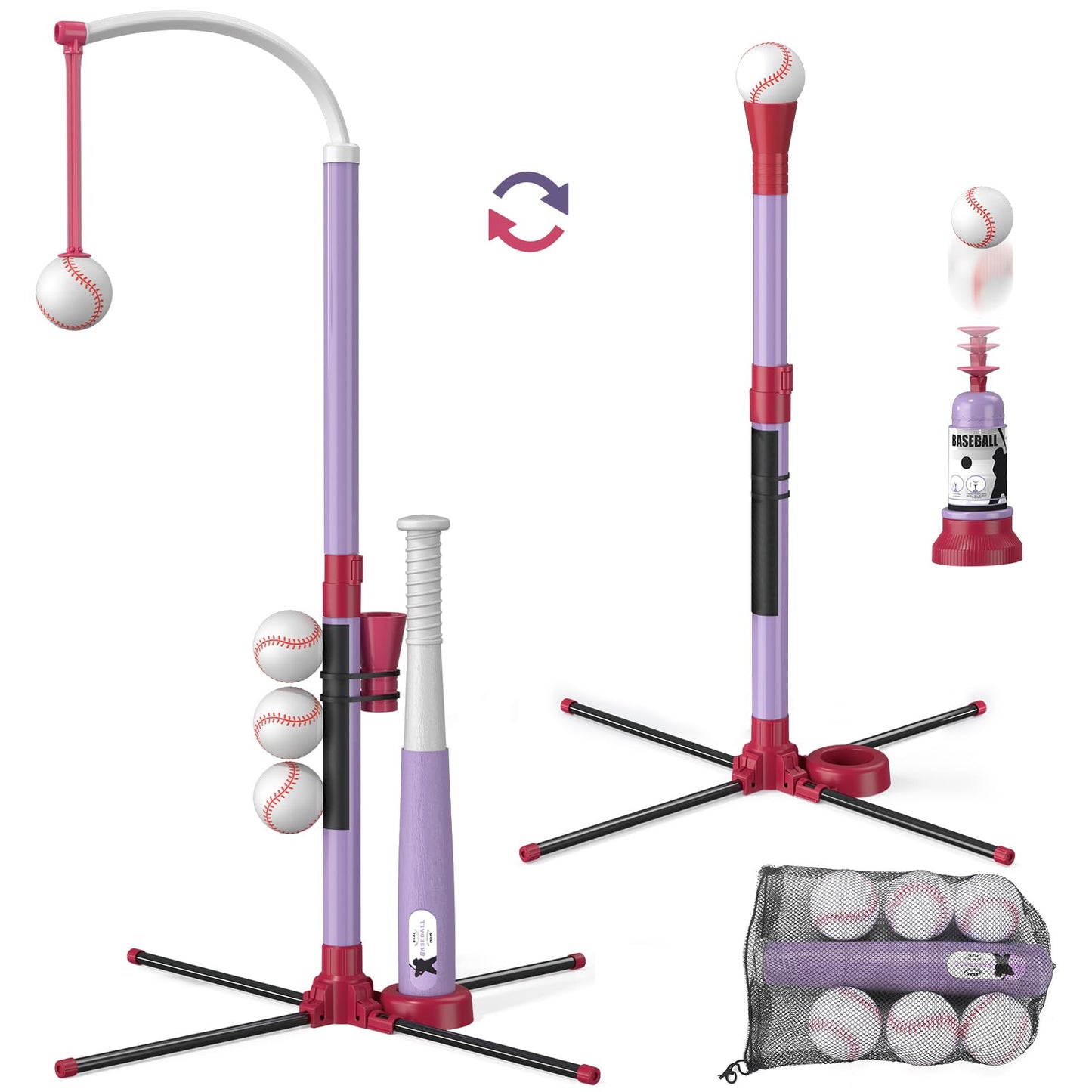 Wee Wonders 3-in-1 T Ball Set — Adjustable Height, Hanging Tee & Auto Pitching for Outdoor Fun