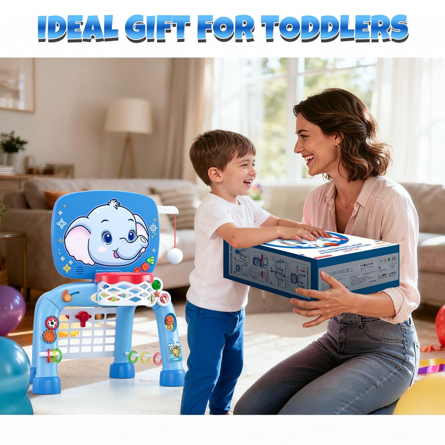 Wee Wonders 3-in-1 Toddler Sports Toy – Basketball Hoop, Soccer Goal & Musical Activity Center