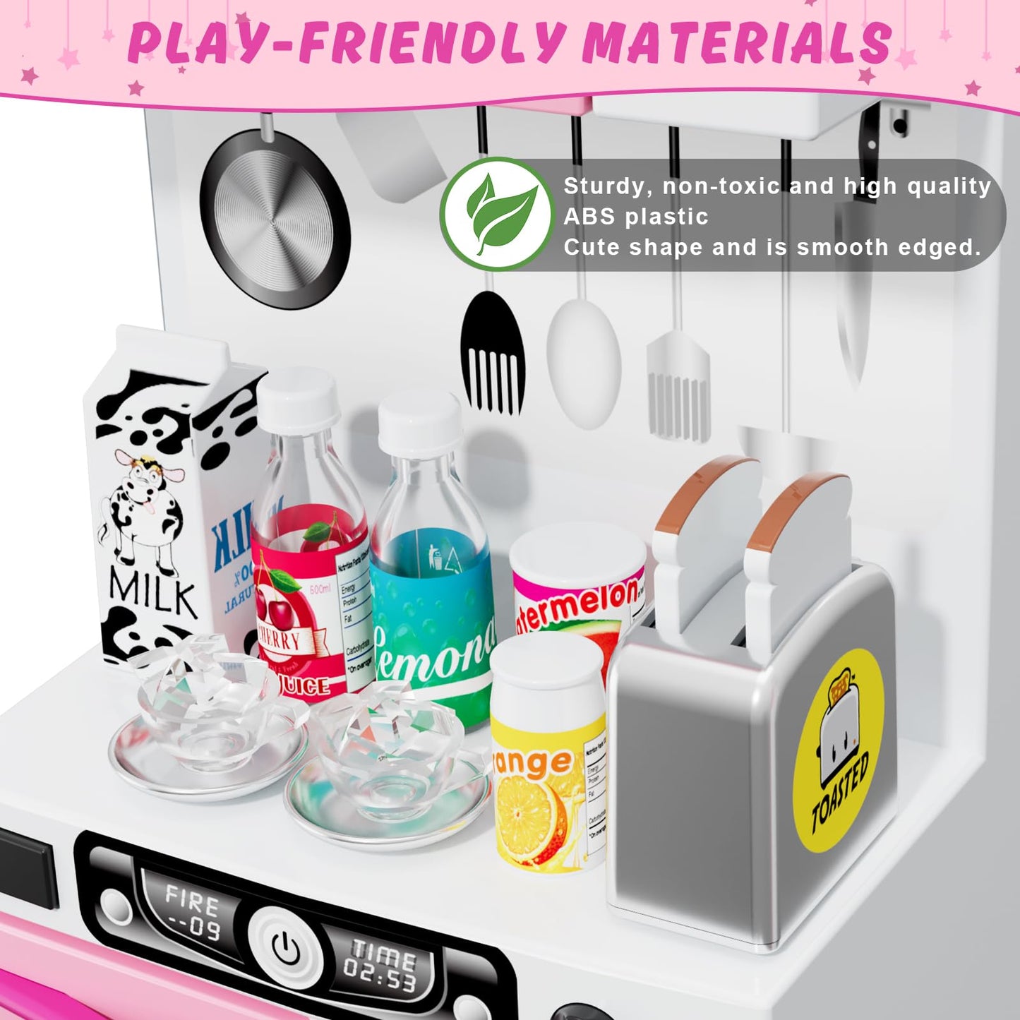 Wee Wonders 5-in-1 Kids Kitchen Playset with Realistic Lights & Sounds – Pink
