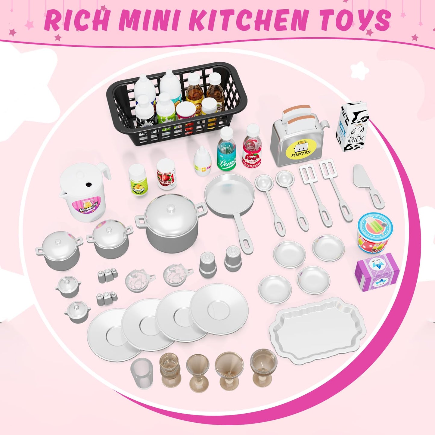 Wee Wonders 5-in-1 Kids Kitchen Playset with Realistic Lights & Sounds – Pink