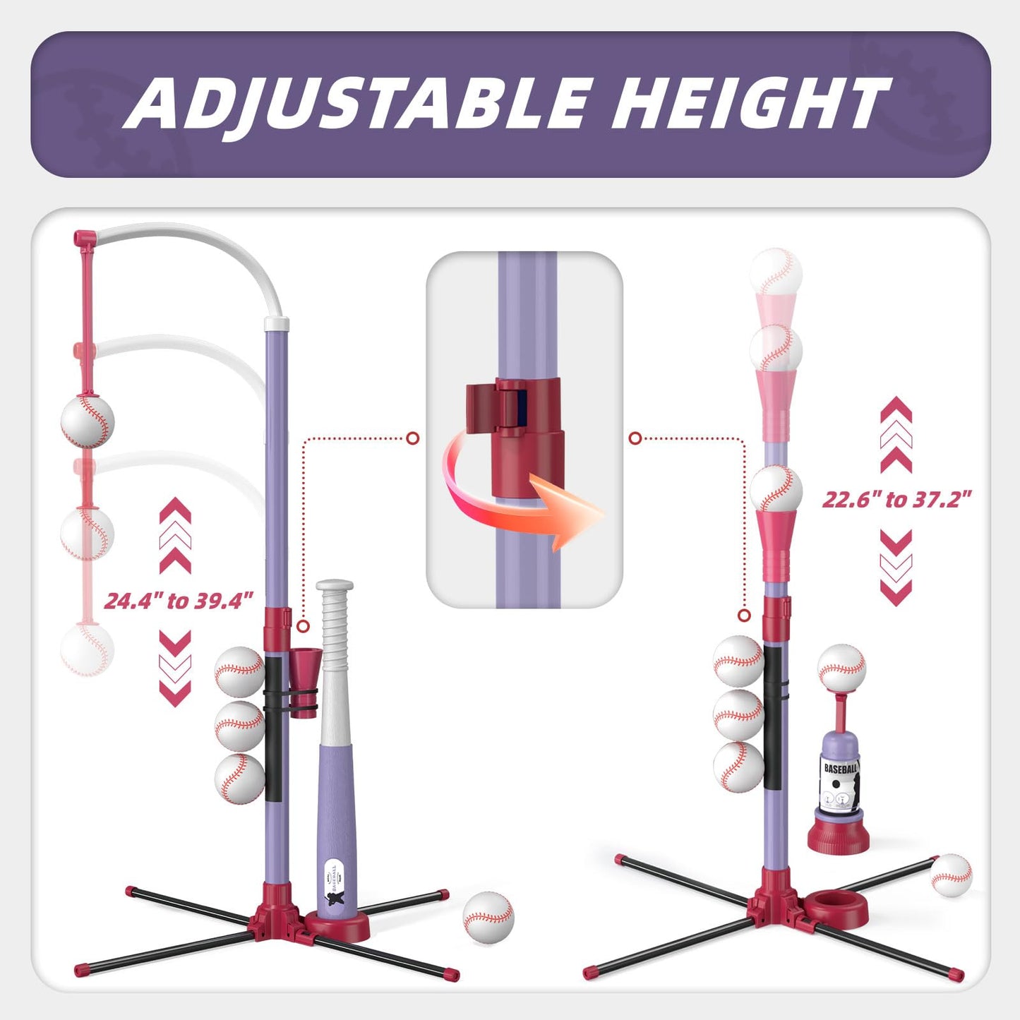 Wee Wonders 3-in-1 T Ball Set — Adjustable Height, Hanging Tee & Auto Pitching for Outdoor Fun