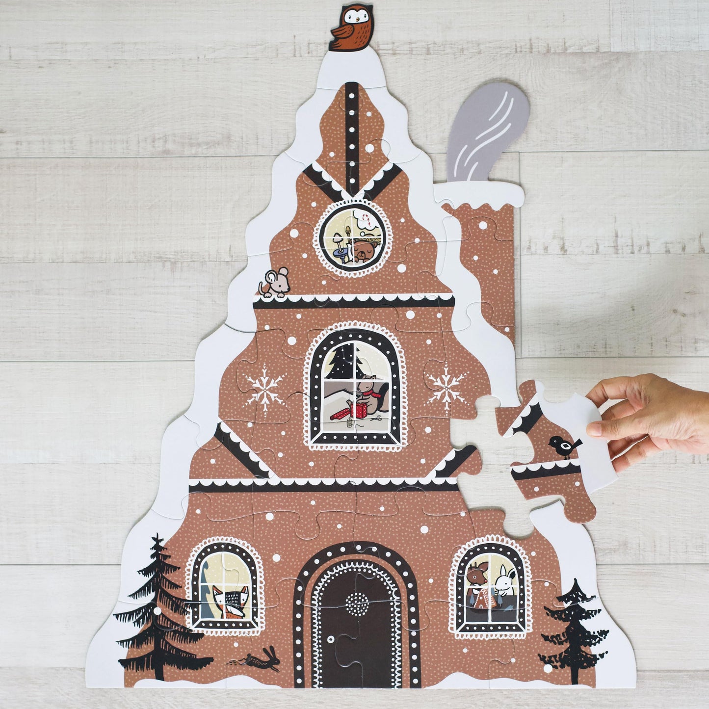 Wee Gallery Floor Puzzle – 24-Piece Jumbo Jigsaw for Toddlers | Gingerbread House