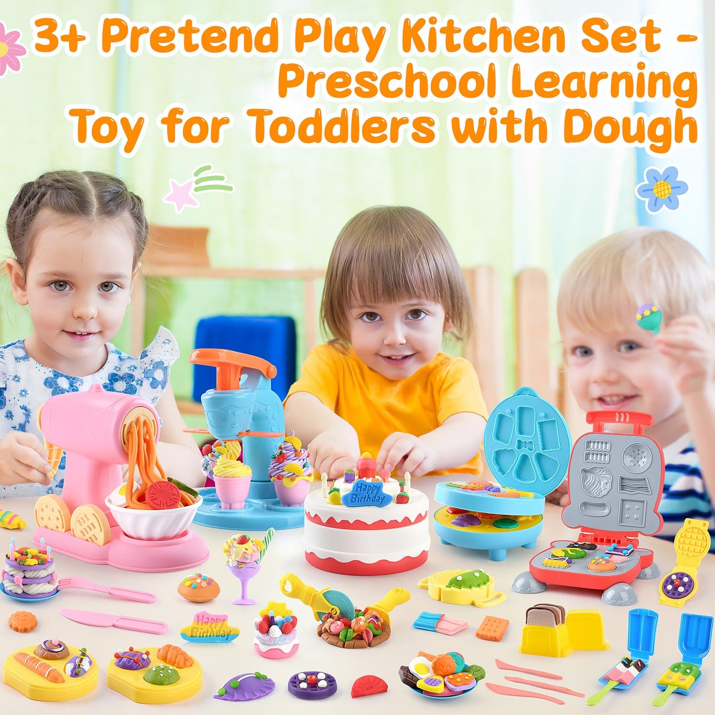 WeeHomm 5-in-1 Color Dough Sets for Kids 3+ | Ice Cream, Cake, Noodles & More